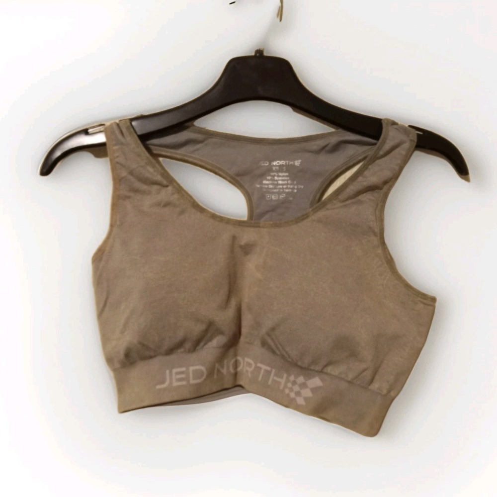 Jed North Sports Bra Women XS/S Gray Acid Wash Seamless Racerback Workout Top